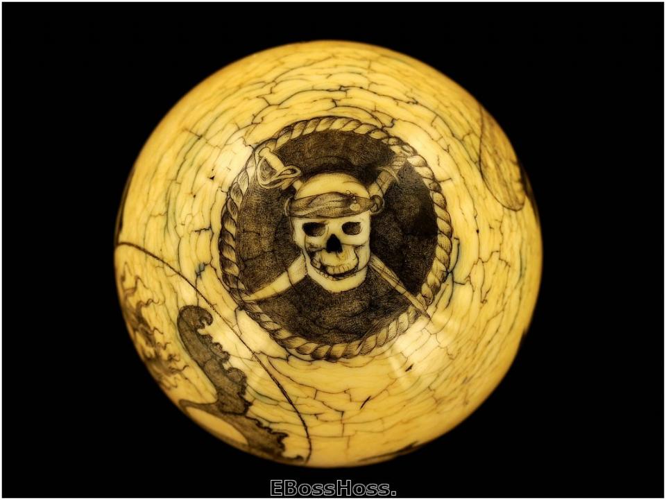 Roni Deitrich Scrimed Antique Ivory Cue Ball
