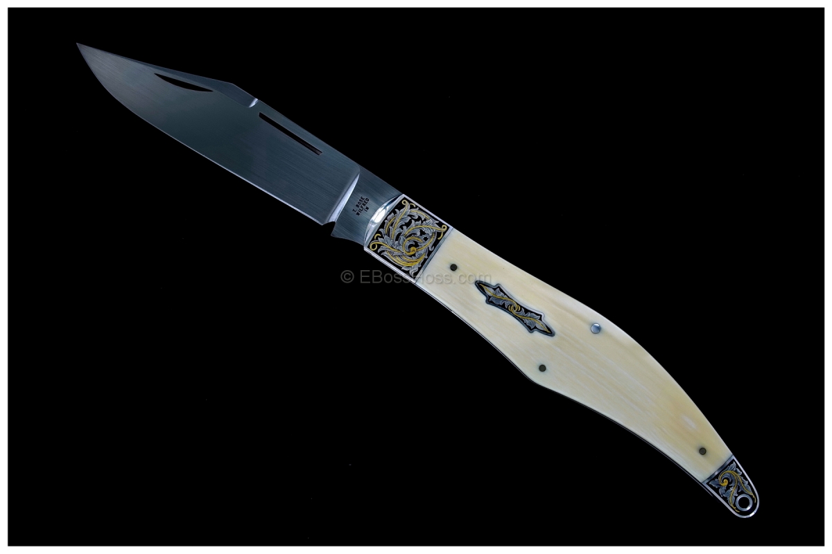 Tony Bose 5 1/4-inch Yukon Knife; exquisitely engraved by Joe Mason