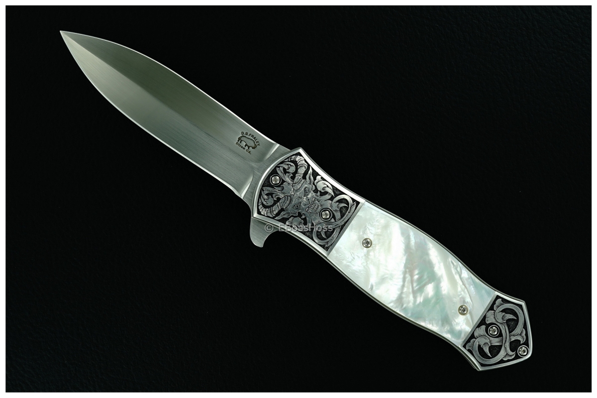 D.B. Fraley Double Bolstered Dagger-Grind Flipper; Engraved by Tom Ferry