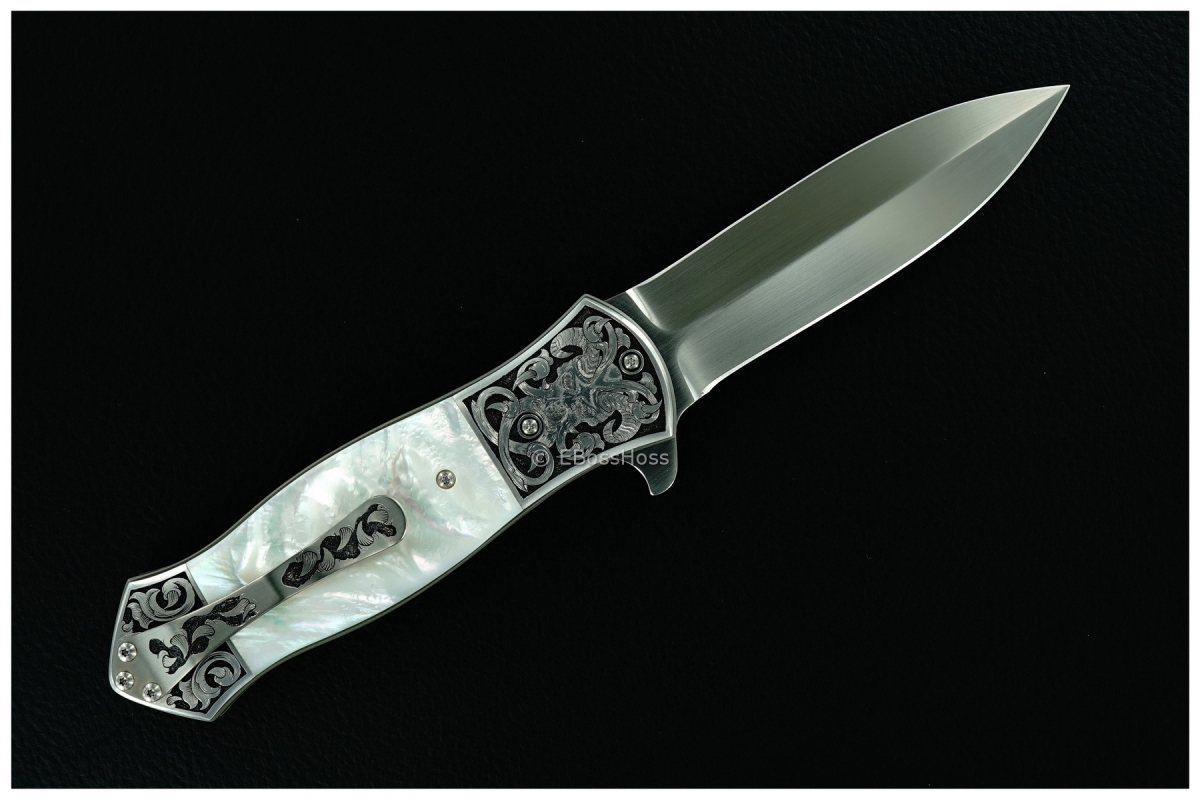 D.B. Fraley Double-Bolstered Dagger Flipper; Masterfully Engraved by Tom Ferry