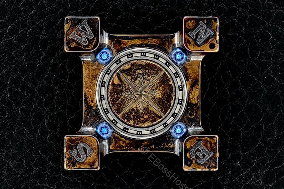 Steel Flame Compass Rose Bronze Ring Spin KillboX with Brass Slug