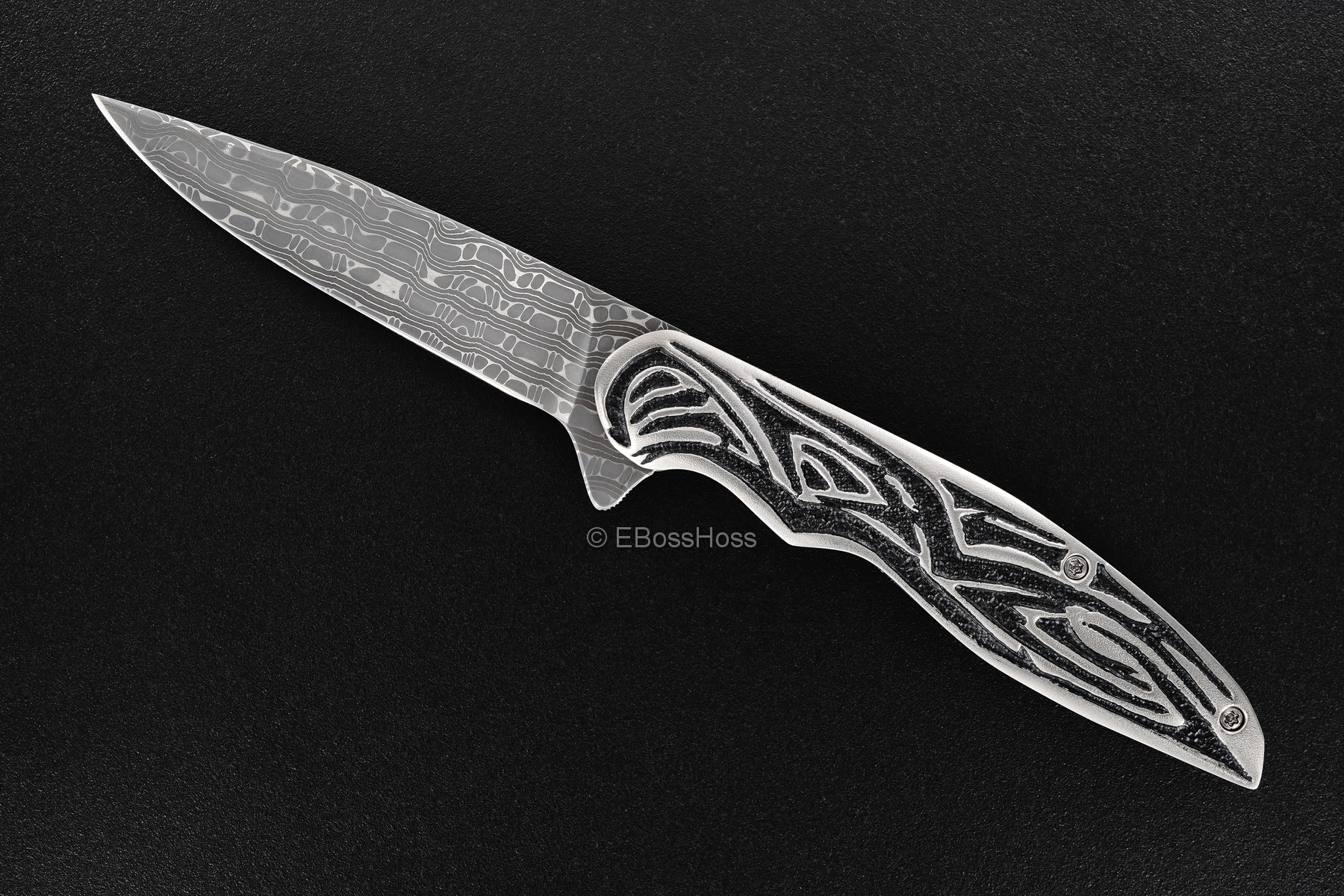 Pat Hammond Custom Tribal-engraved Framelock Flipper
