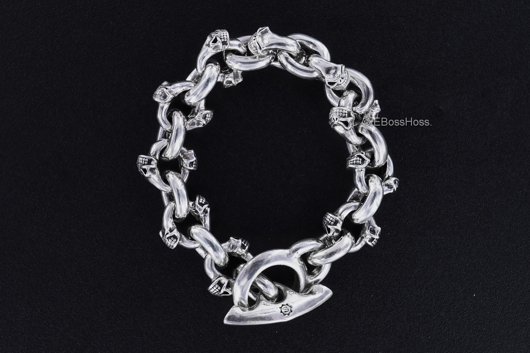  Starlingear Custom Sterling-Silver Twin Skull Bracelet