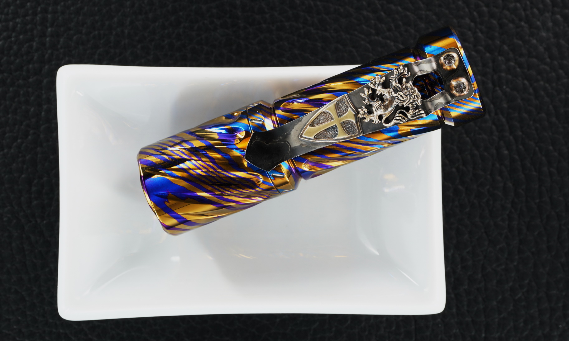 Hanko Custom Twisted Timascus Trident with 9 Trits