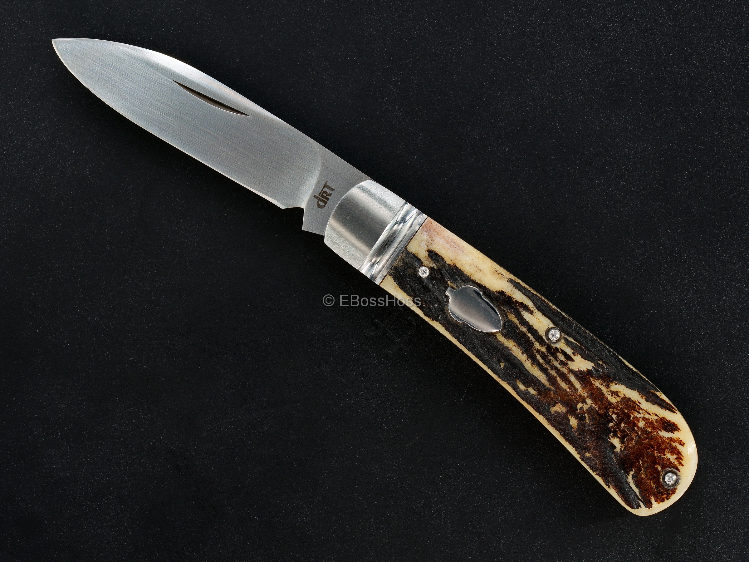 Dr T Knives / David Taber Custom Bolstered Sambar Stag Zulu Spear Slipjoint
