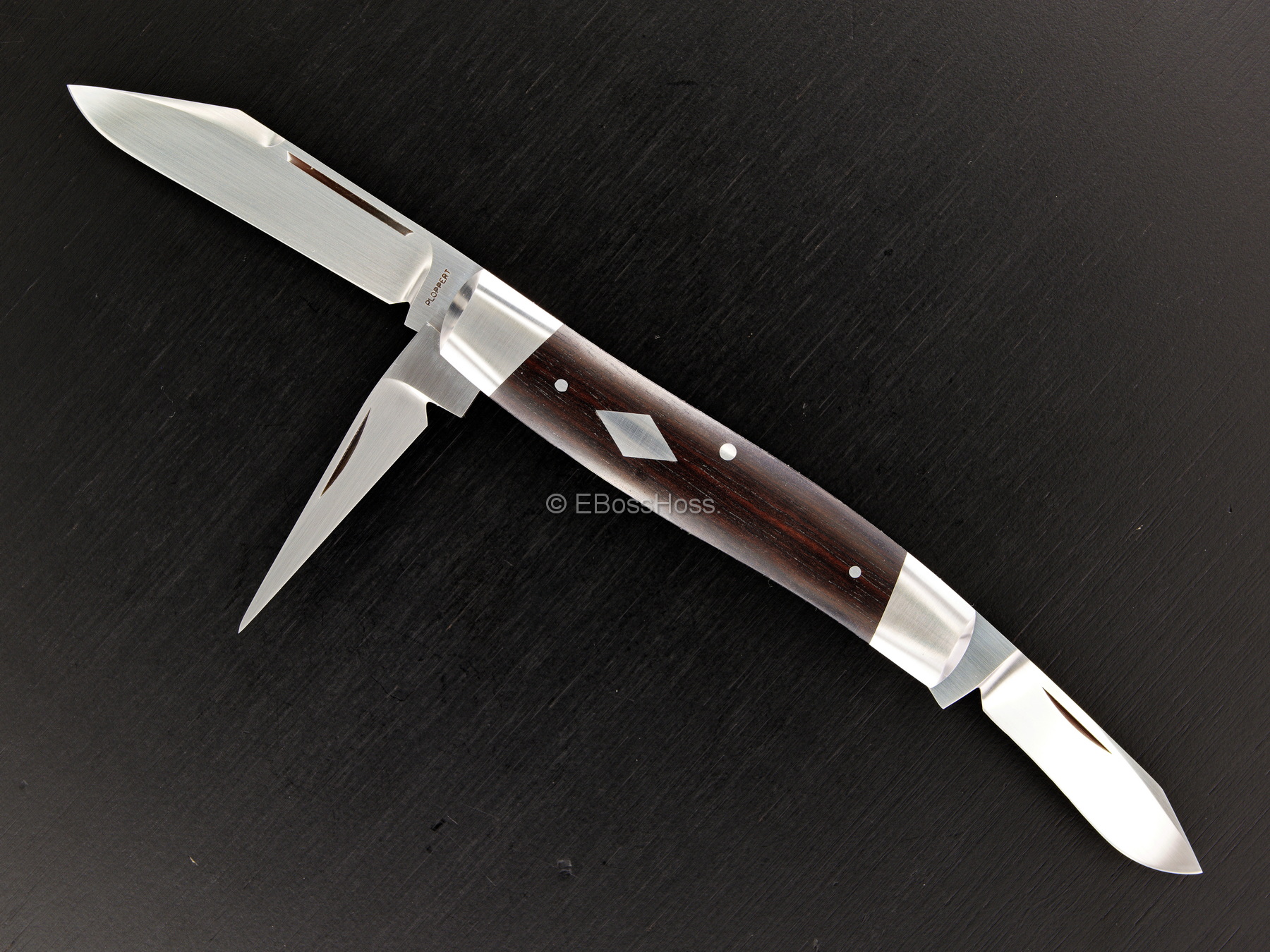 Tom Ploppert Custom Diamond Edge Cattle Knives Set with Display Case