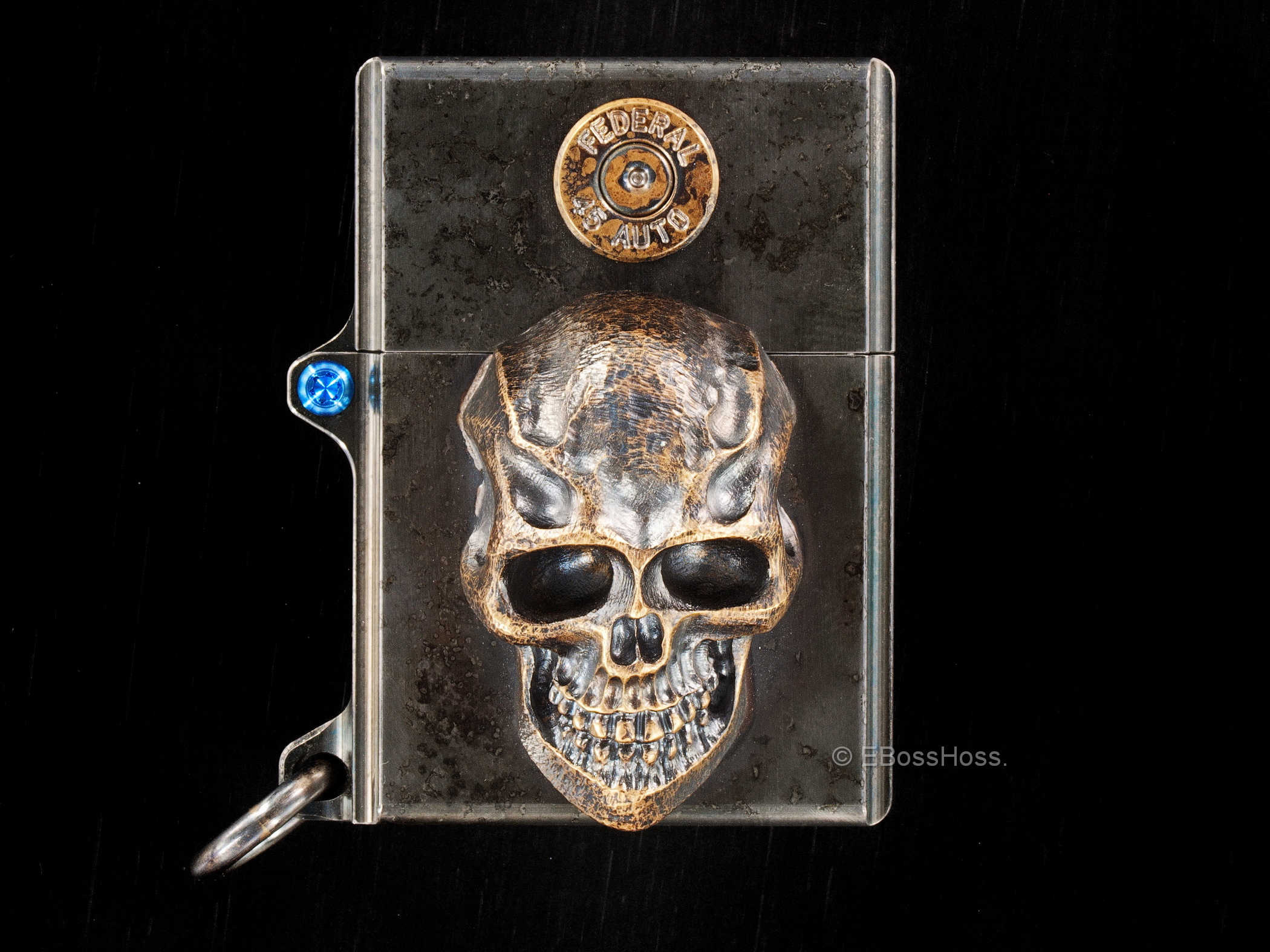 Obatake - Stee lFlame Custom 3-D Sledge Lighter - with XL Darkness Skull &amp; Federal 45