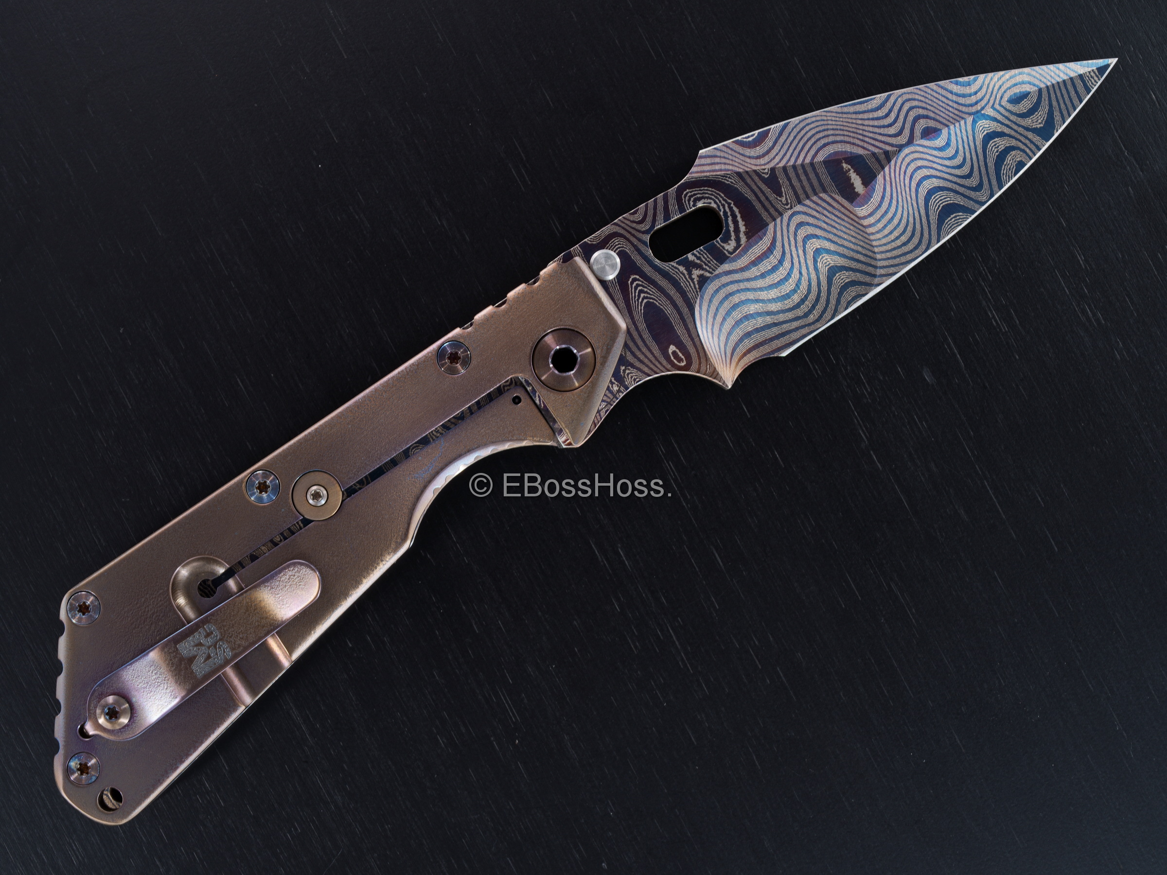 Mick Strider Custom (MSC) Cobalt-Damascus Nightmare SharkFin XL