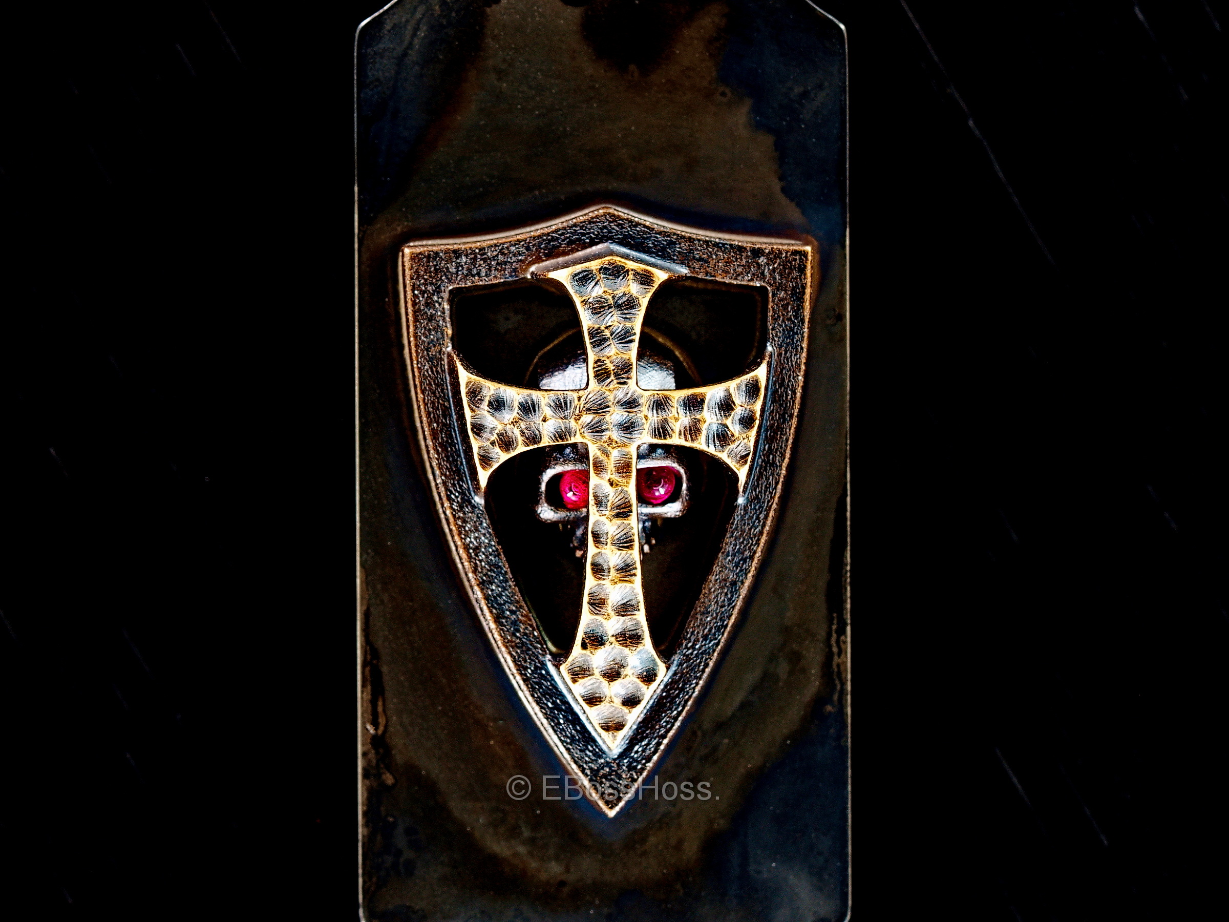 Steel Flame Vigilant Warrior Skull - Crusader Cross Money Clip