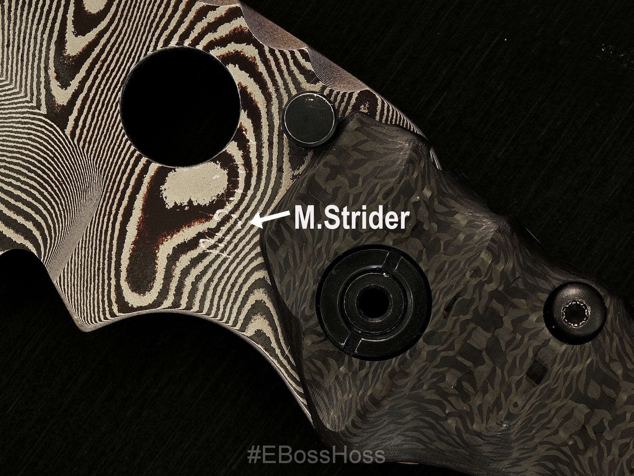 Mick Strider Custom (MSC) Damascus 'Big Belly' XL - Carbon Fiber