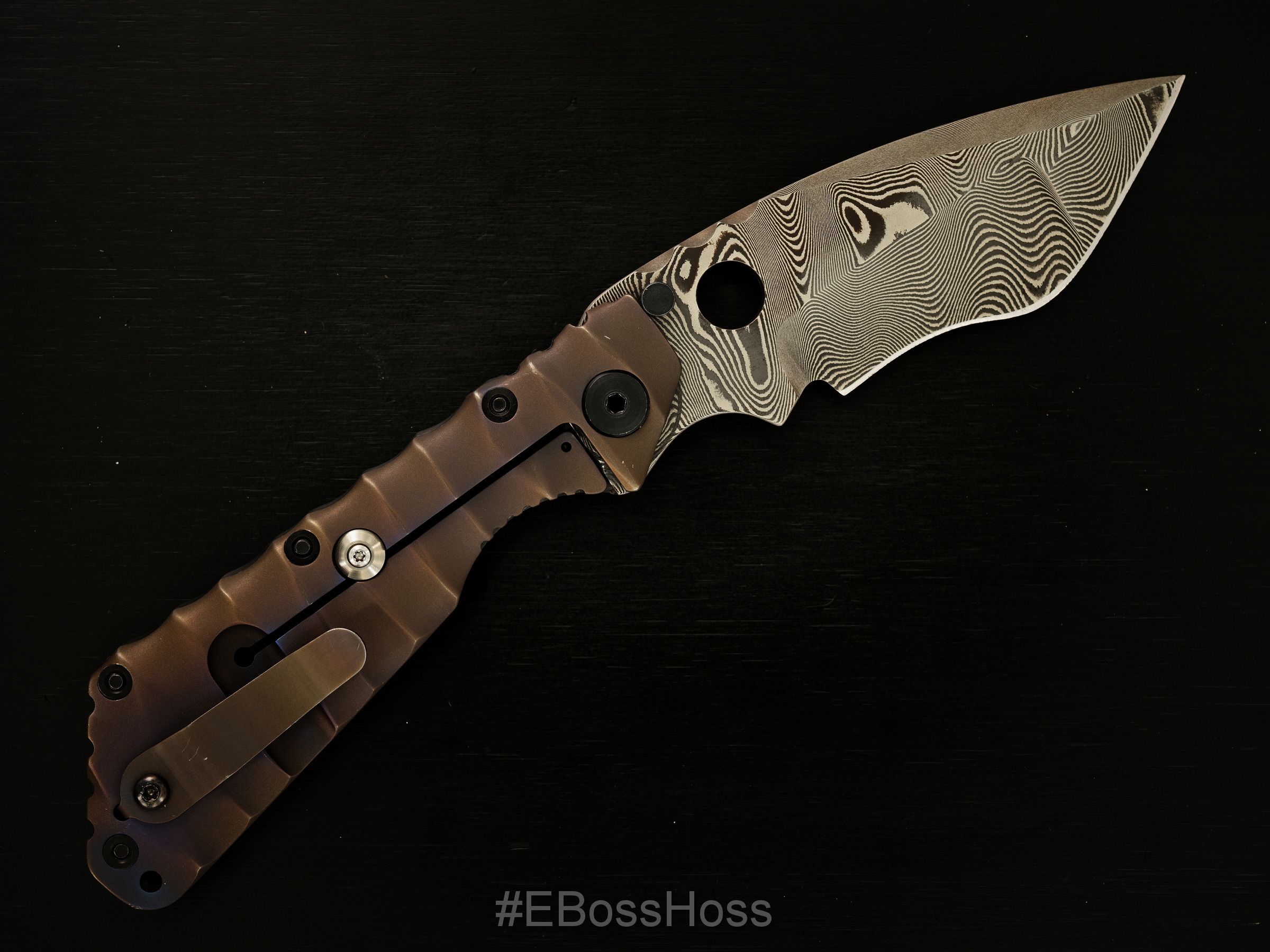 Mick Strider Custom (MSC) Damascus 'Big Belly' XL - Carbon Fiber