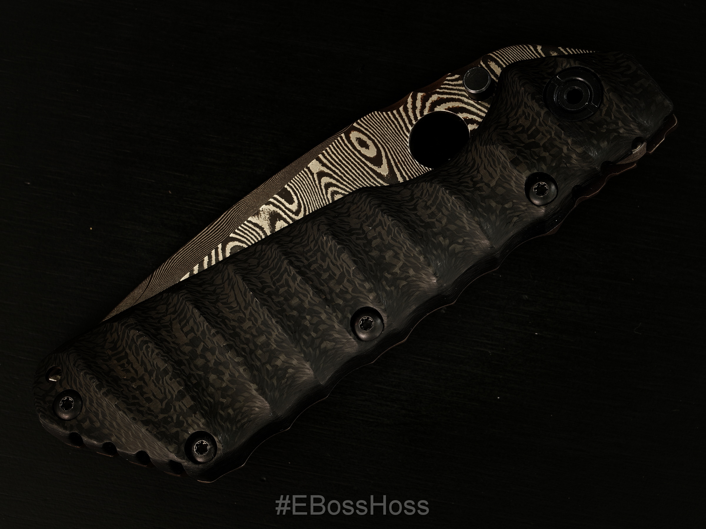 Mick Strider Custom (MSC) Damascus 'Big Belly' XL - Carbon Fiber