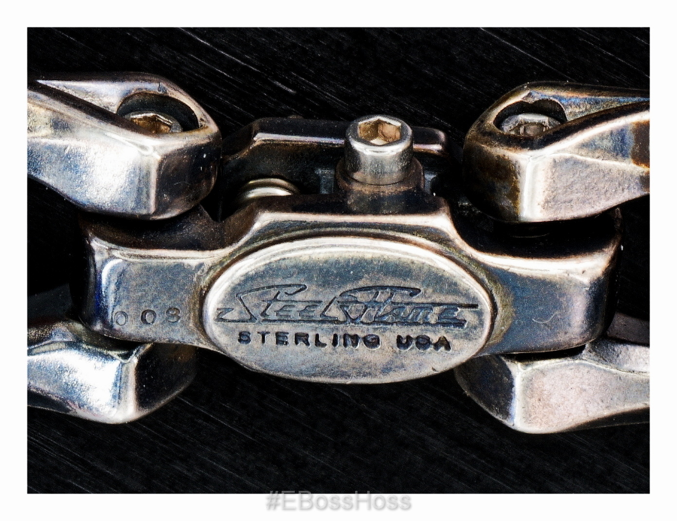 Steel Flame Sterling Silver Axe Link Bracelet w/ Darkness Clasp