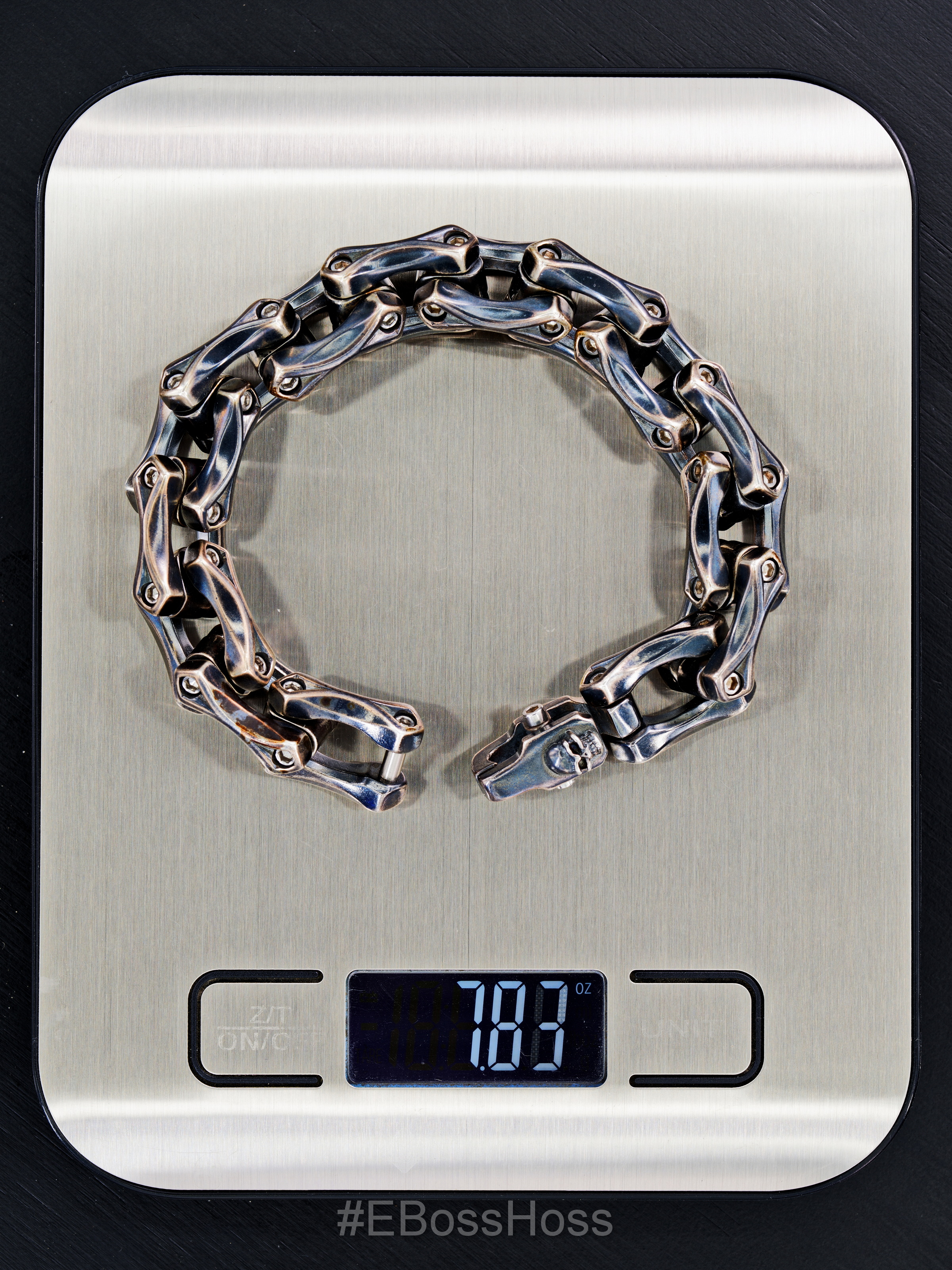 Steel Flame Sterling Silver Axe Link Bracelet w/ Darkness Clasp