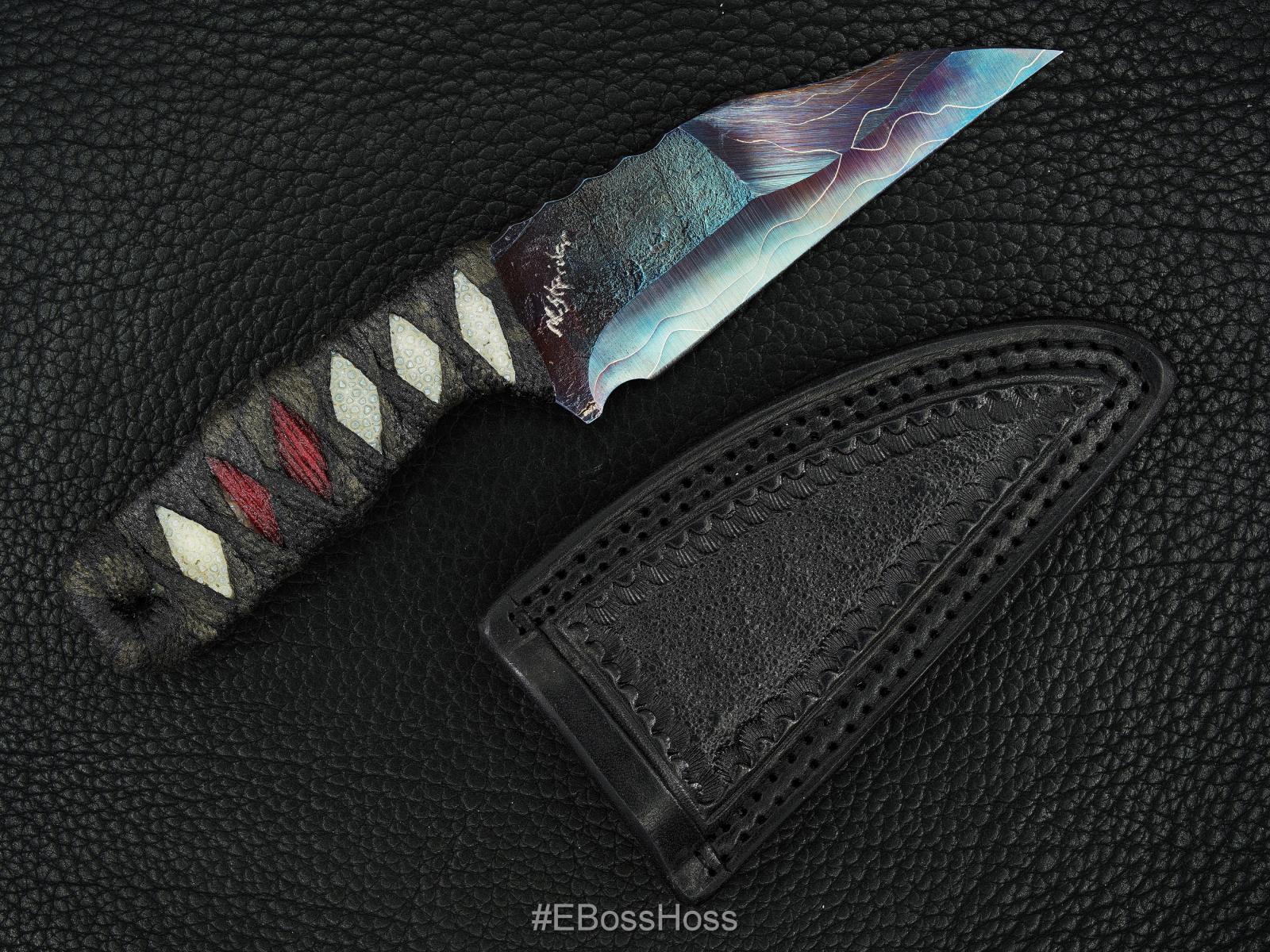 Mick Strider Custom Cobalt-Damascus Fixed Blade Collaboration