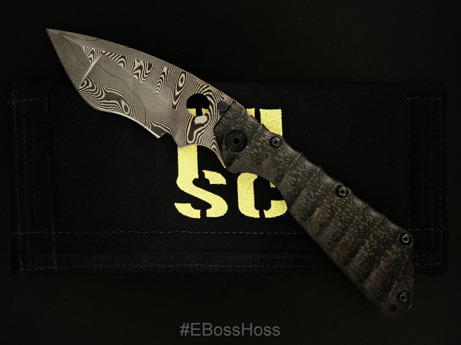 Mick Strider Custom (MSC) Damascus &#039;Big Belly&#039; XL - Carbon Fiber