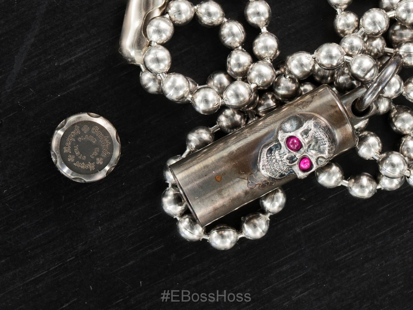 Steel Flame Sterling Silver Vigilant Darkness Titanium Reliquary / Stash Can