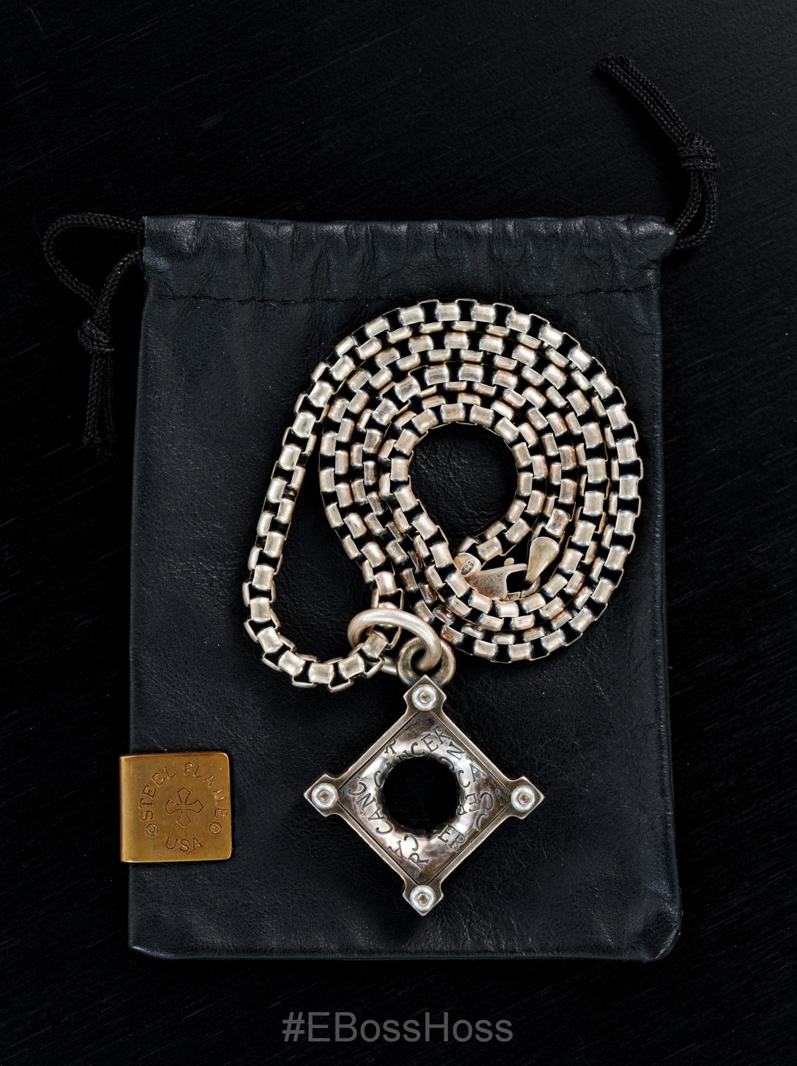 Vintage Steel Flame Sterling Custom Cancer Killbox / 20'' KB "925" Chain by Derrick Obatake